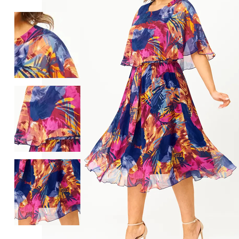 Women's Graceful Floral Printed Half-Sleeve Dress