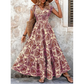 👗 Women's V-Neck Floral Smocked Maxi Dress – Elegant, Bohemian, Lightweight 🦋