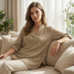 Casual Solid Color Button Side Slit Top