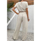 Short Sleeve Top Loose Straight Leg Pants Two Piece Set For Women