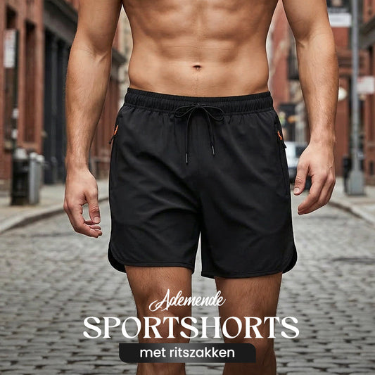 🏃 Breathable Athletic Shorts – Zippered Pockets, Quick-Dry & Elastic Waistband