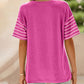 🔥Women's Casual Round Neck Striped Color Clash Short Sleeve Top