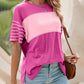 🔥Women's Casual Round Neck Striped Color Clash Short Sleeve Top