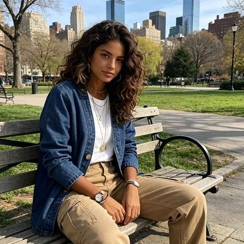 🧥Women's Classic Button Front Denim Jacket