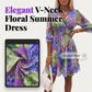 Floral V-Neck A-Line Dress – Smocked Waist, Ruffled Hem, Summer Ready 🌸