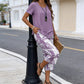 🔥Women's 2-Piece Set – Layered Asymmetrical Tunic Top & Printed Wide Leg Pants, Breathable Polyester ✨