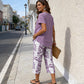 🔥Women's 2-Piece Set – Layered Asymmetrical Tunic Top & Printed Wide Leg Pants, Breathable Polyester ✨