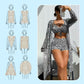 Women's Geometric Print 3-Piece Swimwear Set | High-Waisted Tummy Control Bikini & Sheer Cover-Up | Summer Beach Holiday Outfit