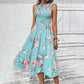 👗Women’s Sleeveless Floral Print Casual Dress – Smocked Bodice, Tiered Skirt, Midi Length ✨
