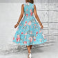 👗Women’s Sleeveless Floral Print Casual Dress – Smocked Bodice, Tiered Skirt, Midi Length ✨