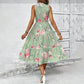 👗Women’s Sleeveless Floral Print Casual Dress – Smocked Bodice, Tiered Skirt, Midi Length ✨