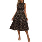 👗Women’s Sleeveless Floral Print Casual Dress – Smocked Bodice, Tiered Skirt, Midi Length ✨