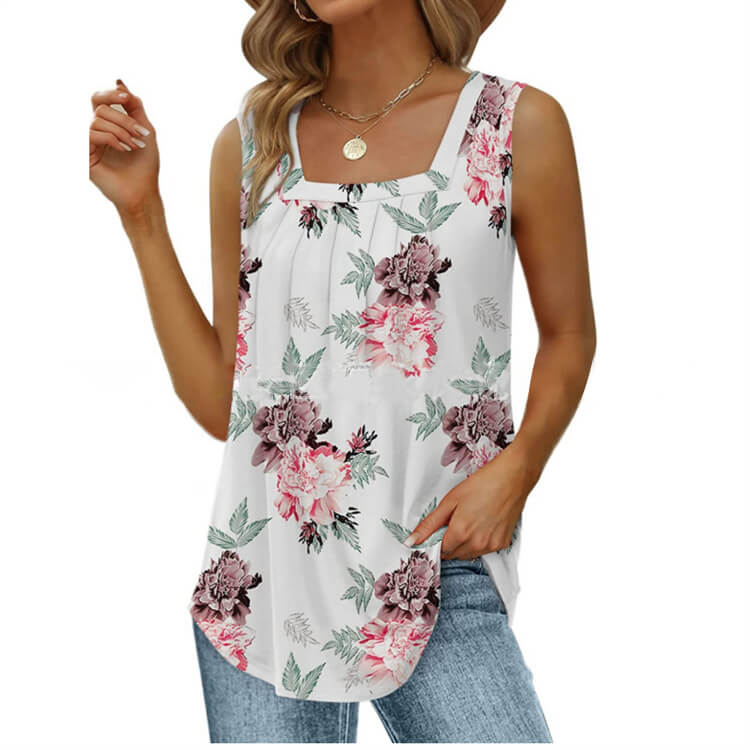 🔥Women's Square Neck Sleeveless Vest T-Shirt