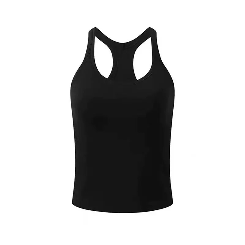 Women's Ribbed Racerback Tank Top with Built-in Bra