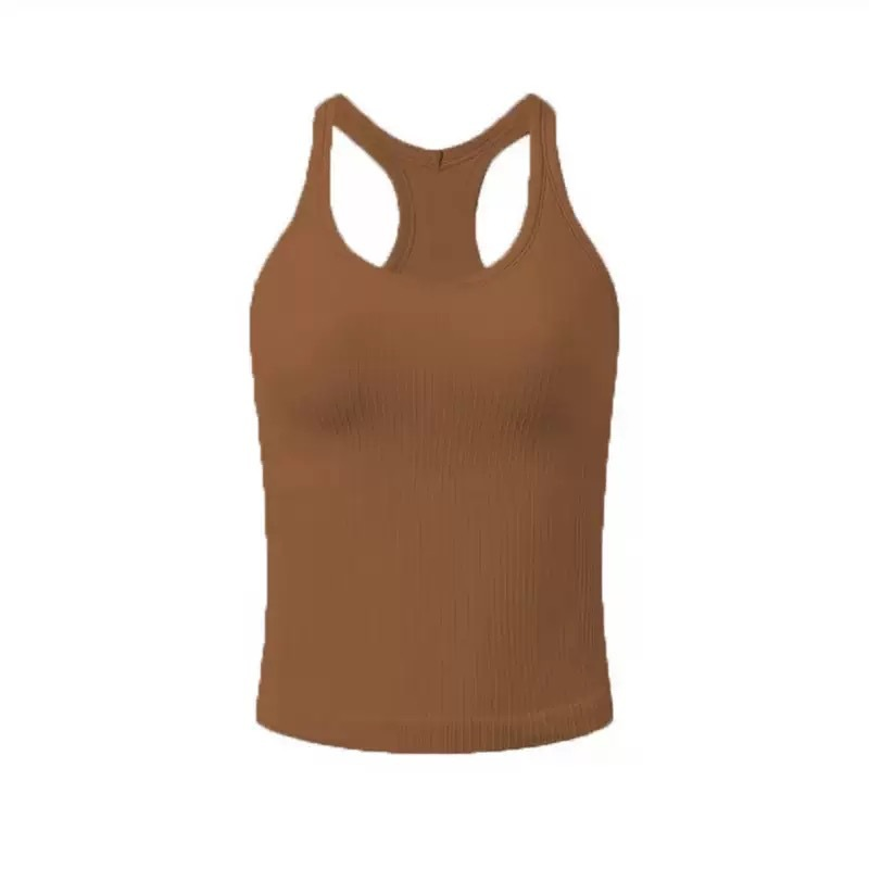 Women's Ribbed Racerback Tank Top with Built-in Bra