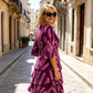 👗 Tiered Midi Dress – Floral Pattern, Split Sleeves, Flowy, Elegant 🌸