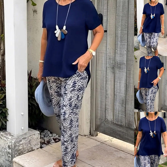 👚 Solid Color Top + Tie-Dye Pants Set ✅ Loose Fit & Breathable Comfort | Casual Chic Style ✨