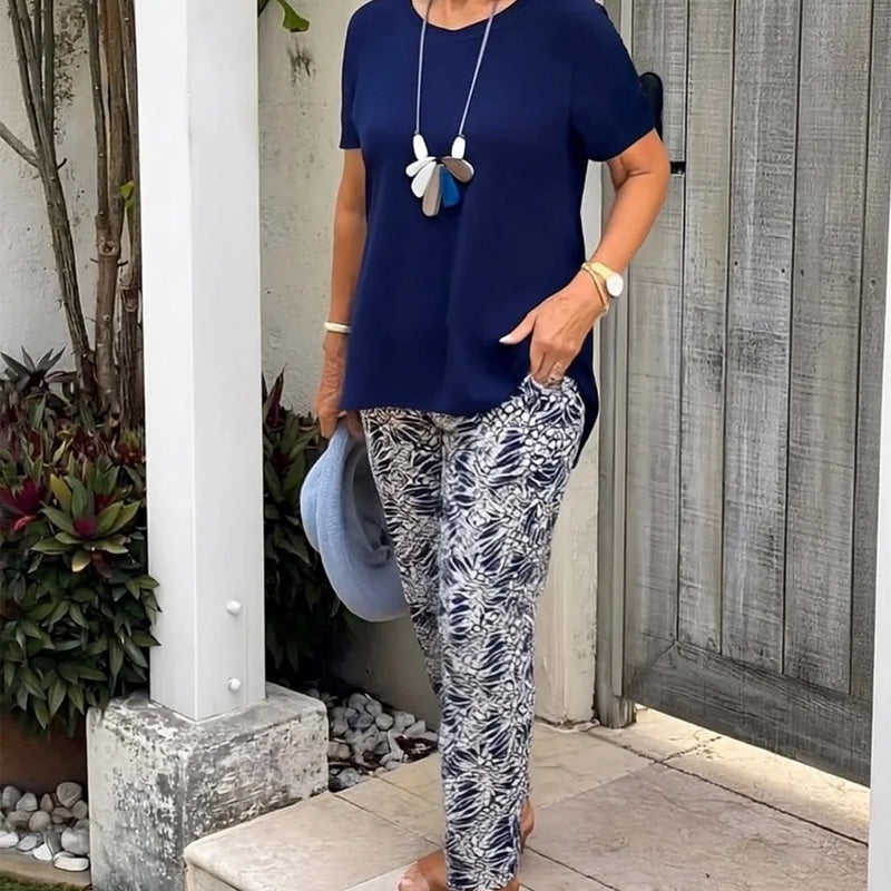 👚 Solid Color Top + Tie-Dye Pants Set ✅ Loose Fit & Breathable Comfort | Casual Chic Style ✨