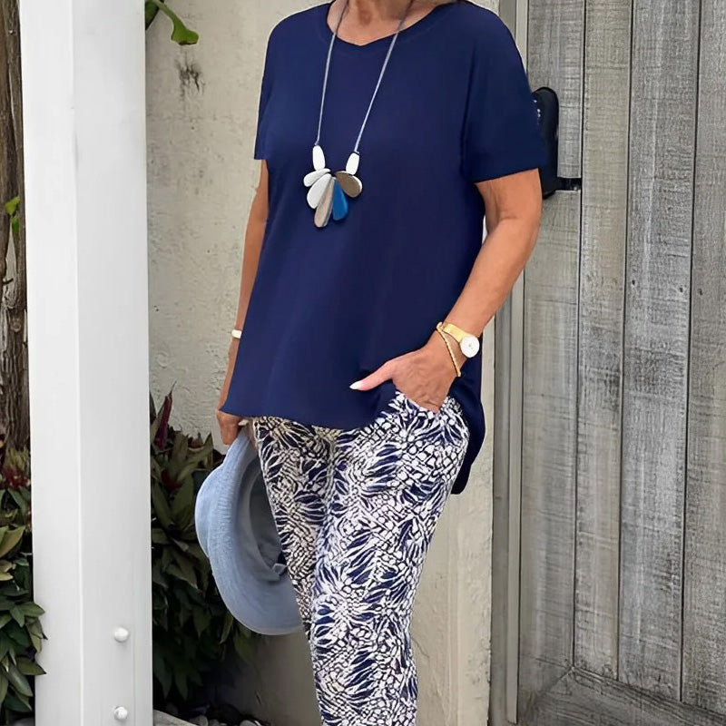 👚 Solid Color Top + Tie-Dye Pants Set ✅ Loose Fit & Breathable Comfort | Casual Chic Style ✨