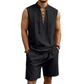 🧵 LIMITED-TIME ✨ Men's Linen Sleeveless Set – Top & Shorts, Lace-Up, 7 Colors ☀️