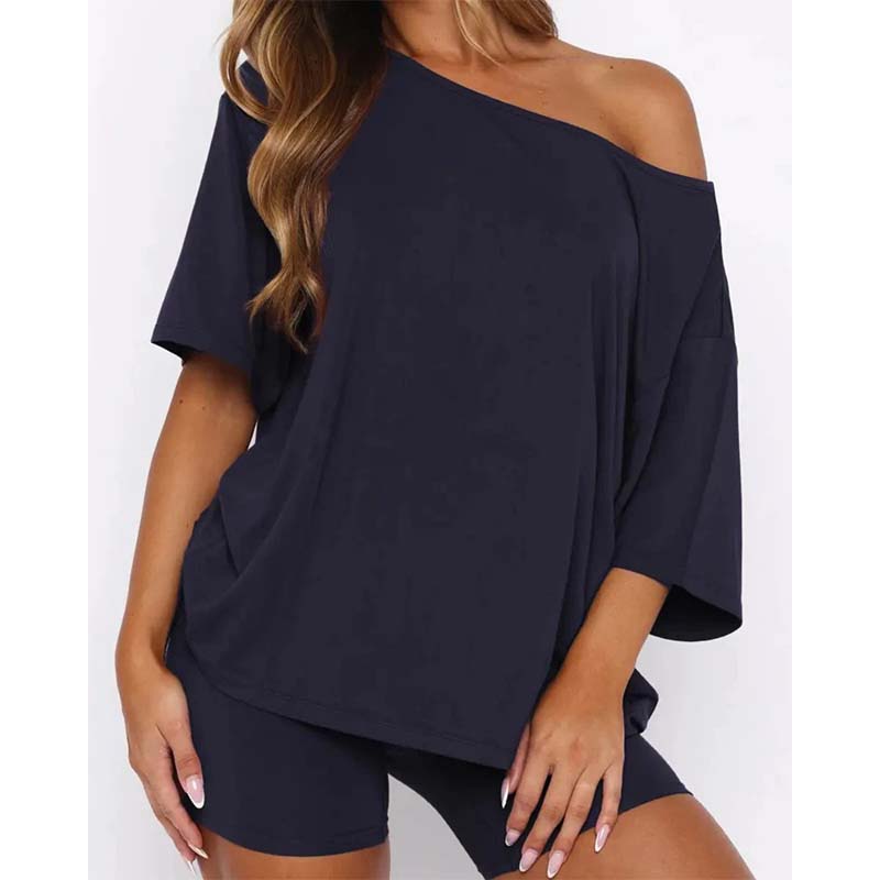 Women's Solid Color Relaxed Fit Top and Shorts Outfit