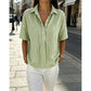 👚 Women's Casual Striped Short-Sleeve Shirt – Relaxed Fit & V-Neck – Summer Essential 🛍️