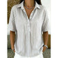 👚 Women's Casual Striped Short-Sleeve Shirt – Relaxed Fit & V-Neck – Summer Essential 🛍️