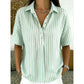 👚 Women's Casual Striped Short-Sleeve Shirt – Relaxed Fit & V-Neck – Summer Essential 🛍️