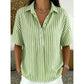 👚 Women's Casual Striped Short-Sleeve Shirt – Relaxed Fit & V-Neck – Summer Essential 🛍️