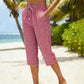 Gingham Capri Pants – Drawstring Comfort & Breathable Cotton-Linen