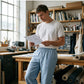Breathable Straight-Leg Pants – Elastic Waist, Cool & Dry