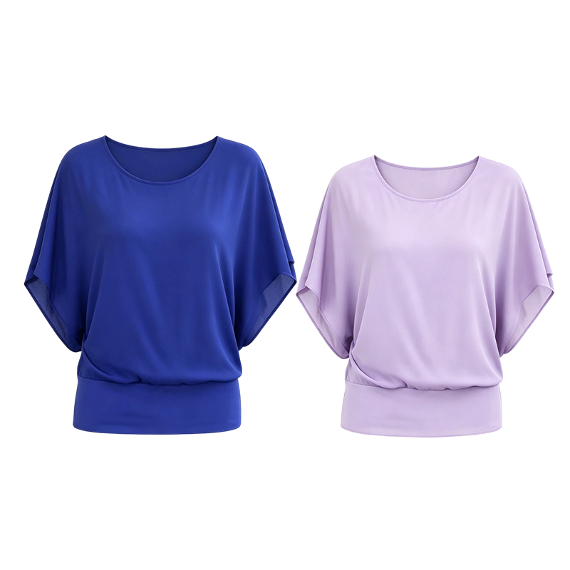 👚✨ Women's Premium Blend Fitted Blouse – Elegant Batwing Sleeve Banded Hem Tunic Top