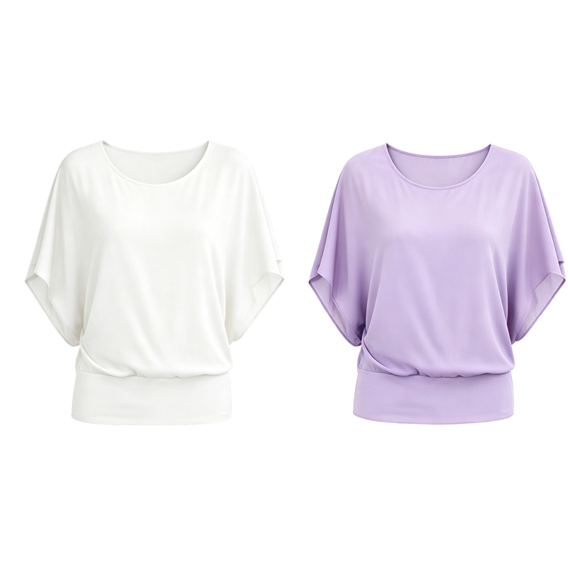 👚✨ Women's Premium Blend Fitted Blouse – Elegant Batwing Sleeve Banded Hem Tunic Top