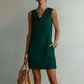 👗 Elegant Slim Fit Cowl Neck Dress – Sleeveless, Side Pockets, Versatile ✨