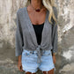 Women's Tie-Front Breathable Mesh Knit Top