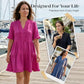 Women's Ruffle Trim V-Neck Tiered Dress