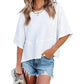 ✨Women's Solid Color Splicing Loose Five Points Flare Sleeve T-Shirt