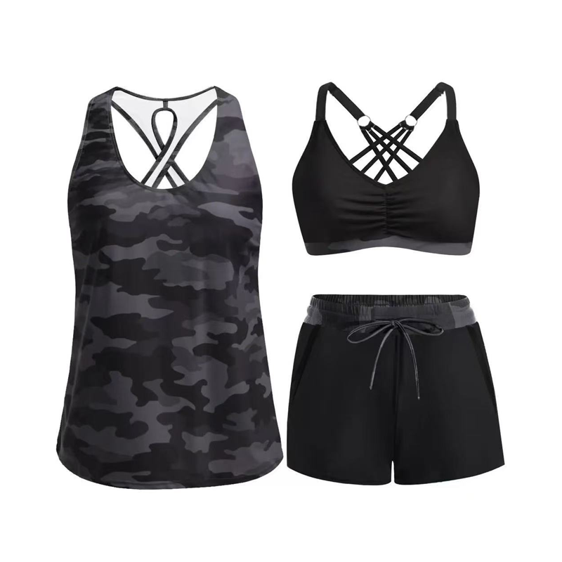 🔥Women's 3-Piece Swimsuit Tankini Set with Shorts