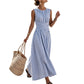 Women Casual Striped Maxi Dress Sleeveless🎀👗
