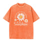 Unisex Vintage Washed Daisy Print Loose Fit T-Shirt