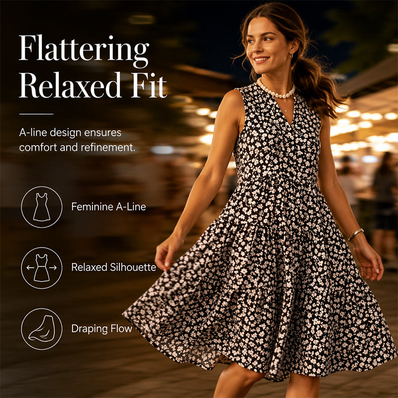 Women's Floral V-Neck Sleeveless Casual Dress