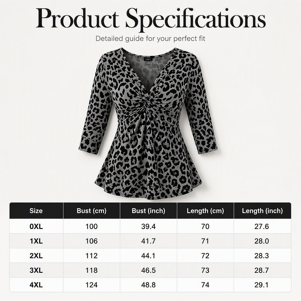💥Women's Plus Size Leopard Print V-Neck Top