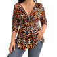 💥Women's Plus Size Leopard Print V-Neck Top