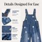 Women's Floral Print Loose-Fit Denim Overalls