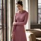 🧶 Textured Comfort | Women's Ribbed-Knit Hooded Maxi Dress with Pockets