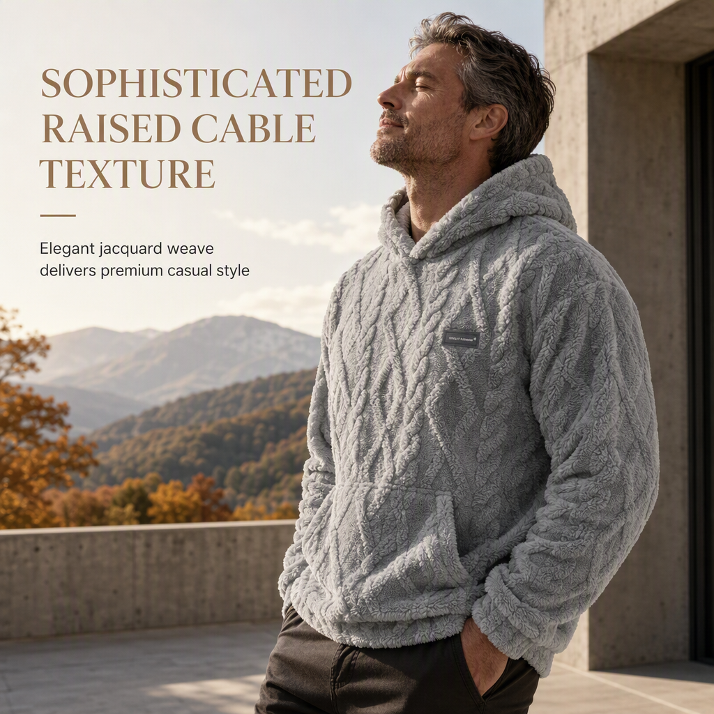 ❄️ Winter-Ready Comfort | Men's Fleece-Lined Jacquard Hooded Pullover